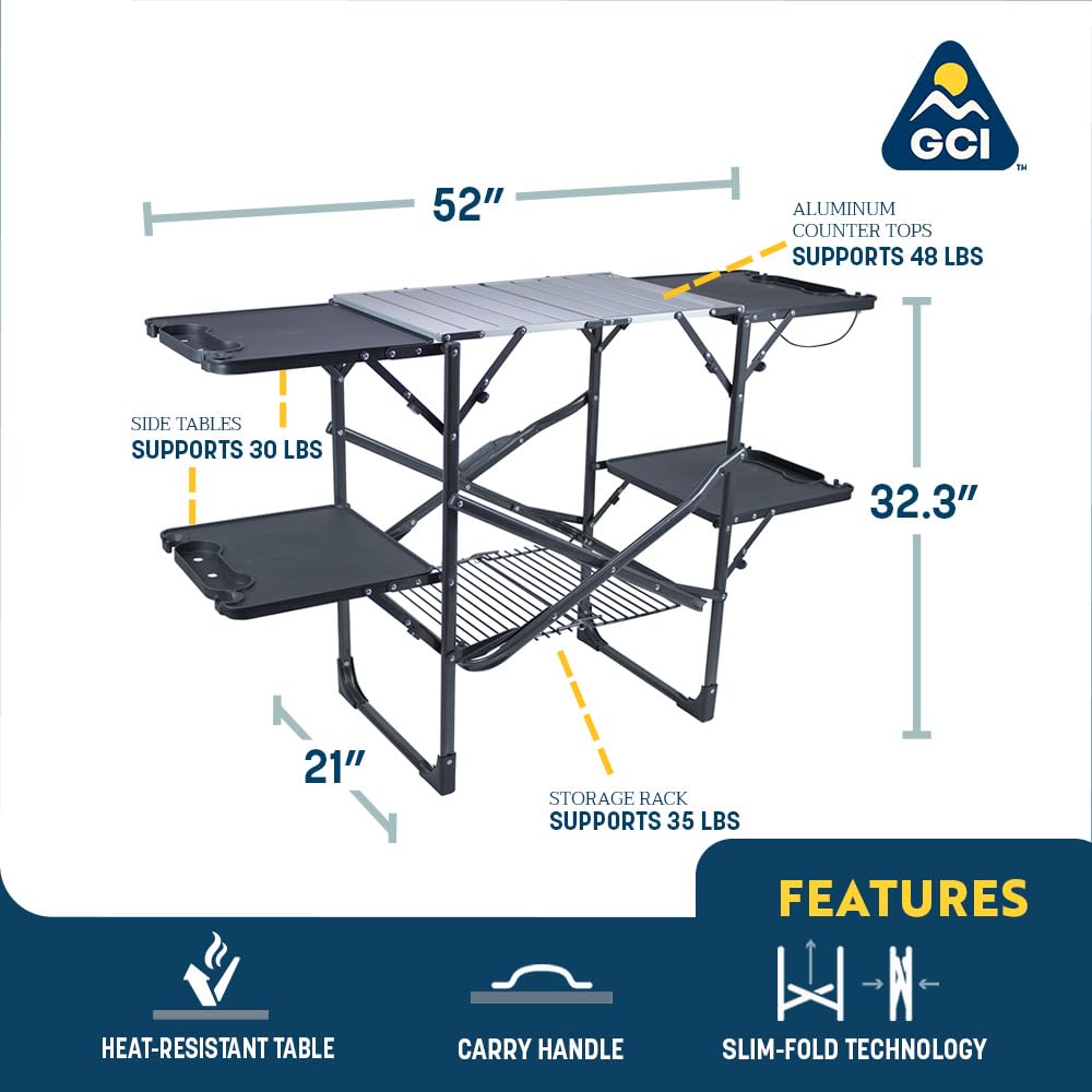 GCI Outdoor Slim-Fold Cook Station - Portable Camping Kitchen