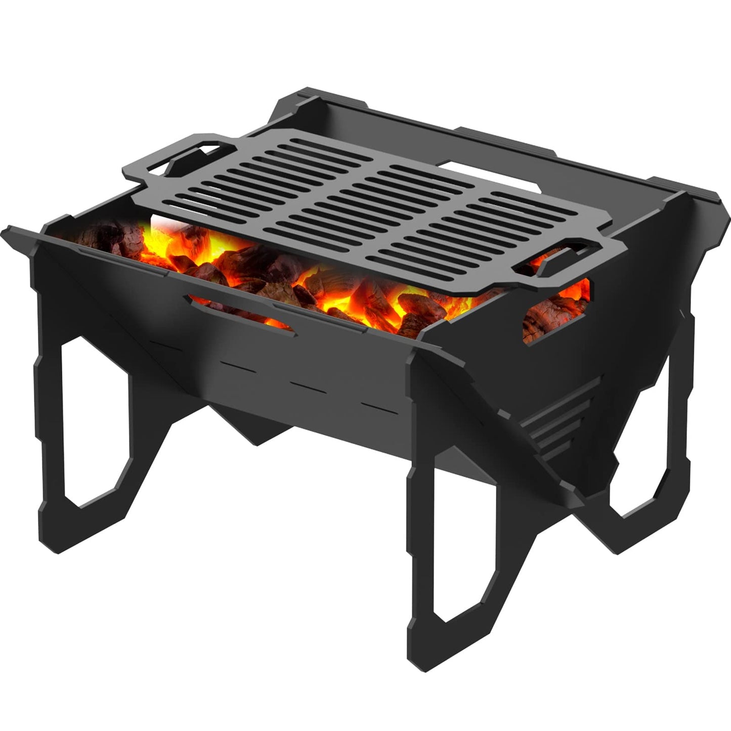 18" Portable Fire Pit with BBQ Grill - Steel