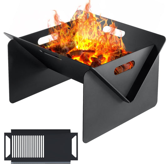 18" Portable Fire Pit with BBQ Grill - Steel